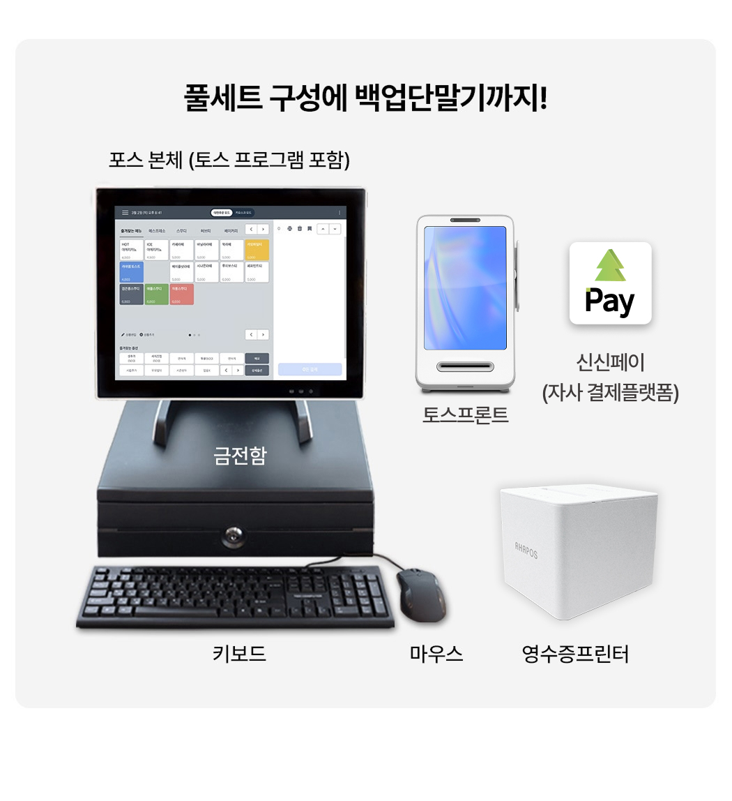토스 포스기 + 토스프론트 구성품 전체 모습